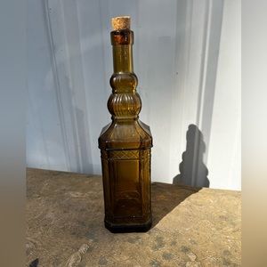 Vintage Brown Vase Small Carved Glass, Vase Tower, Vase for Home Photo Prop